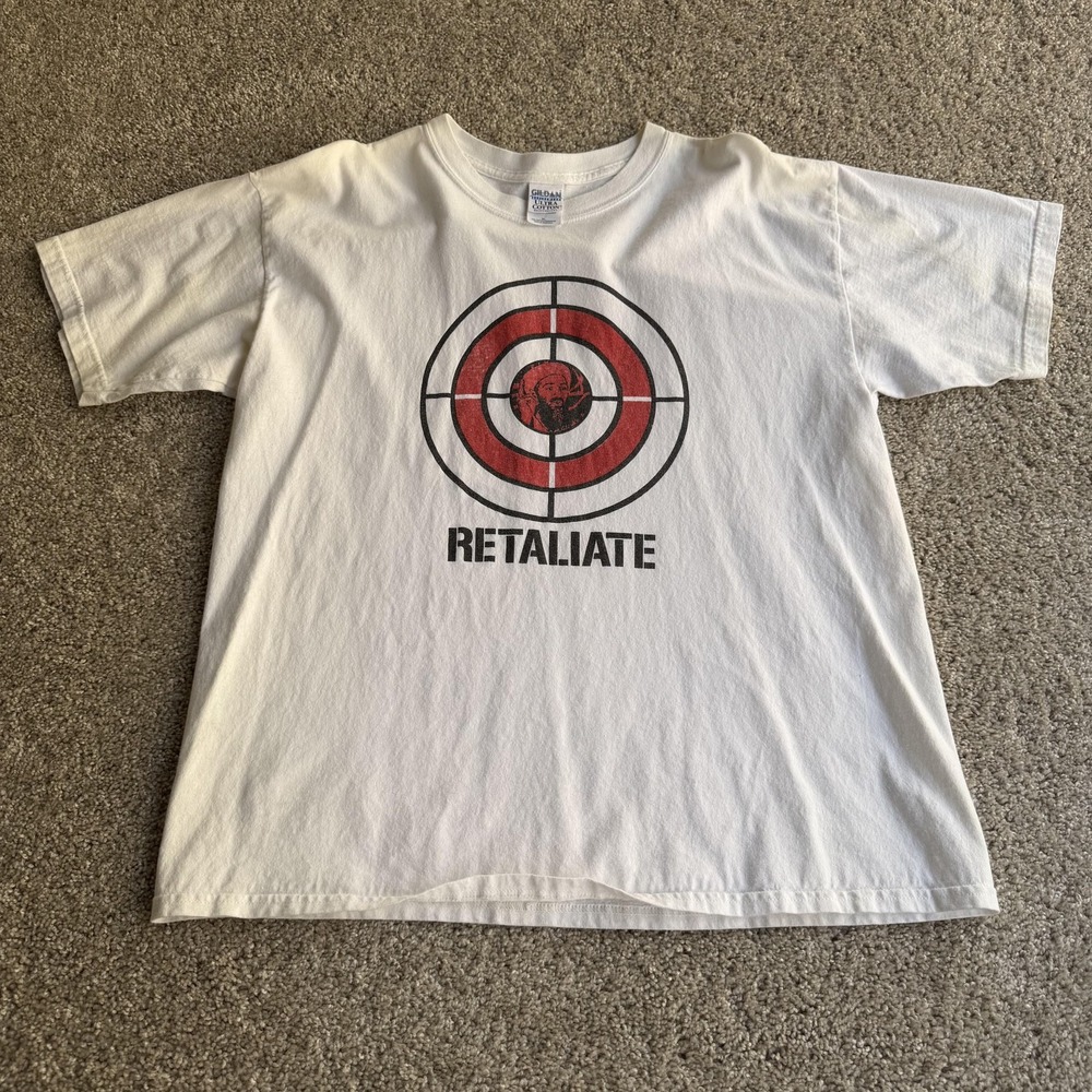 Vintage Retaliate Osama Bin Laden Shirt Mens XL White Tee T-Shirt Streetwear